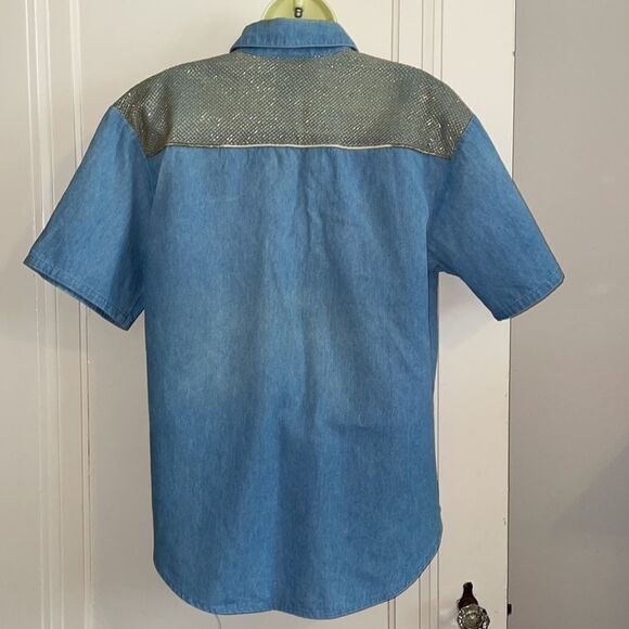 Awesome Vtg 80s City Girl Sport denim shirt with gold embellishments - Picture 7 of 12